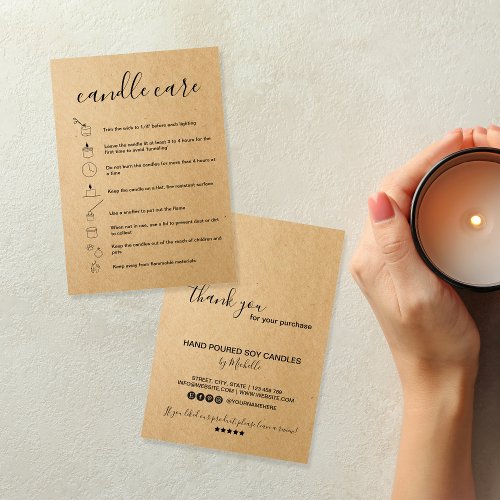 Candle Care Instructions Card Add Your Logo Simple