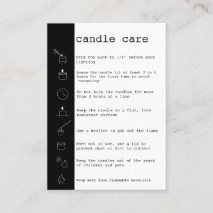 Candle Care Instructions Card Add Your Logo Simple
