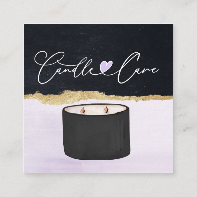 Candle Care Instructions / Caring for your candles Square Business Card (Back)