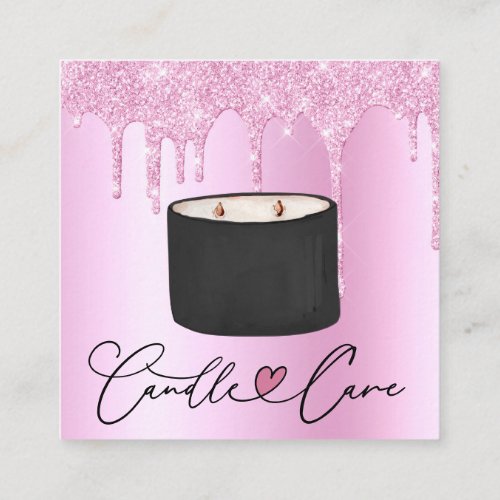 Candle Care Instructions Customer Thank You Pastel Square Business Card