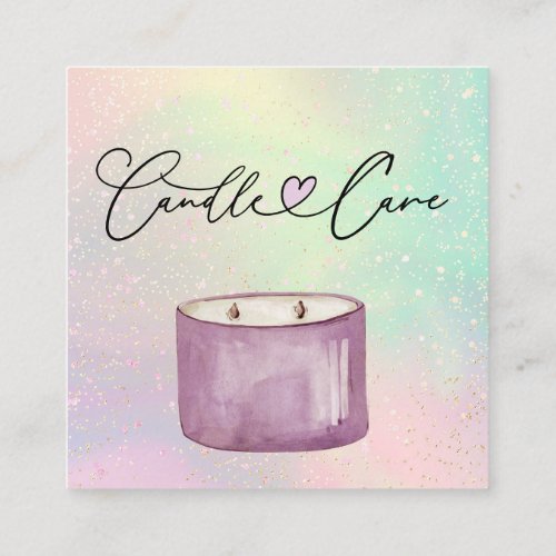 Candle Care Instructions Customer Thank You Pastel Square Business Card