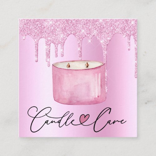 Candle Care Instructions Customer Thank You Pastel Square Business Card