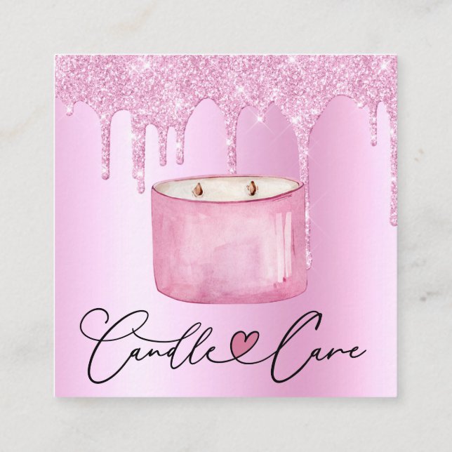 Candle Care Instructions Customer Thank You Pastel Square Business Card (Back)