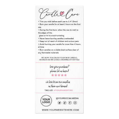 Candle Care Instructions  Customer Thank You Rack Card