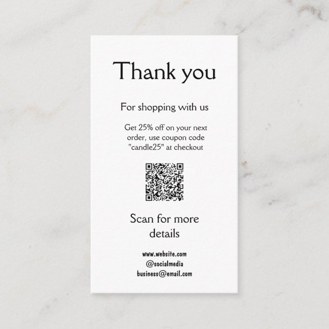 Candle care instructions thank you discount add na enclosure card (Front)