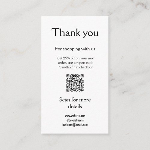 Candle care instructions thank you discount add na enclosure card