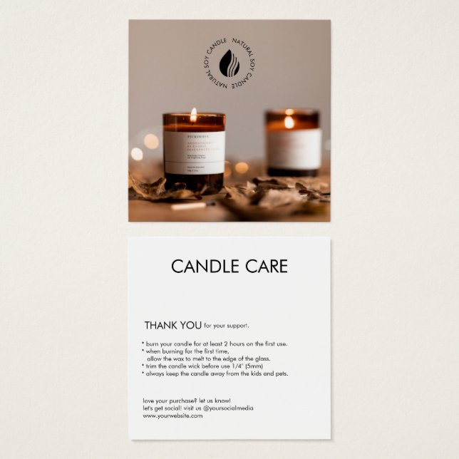 Candle Care Logo Photo Card (Front & Back)