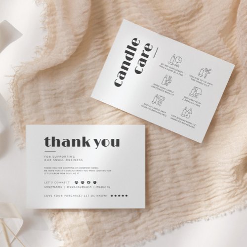 Candle Care Minimalist Flat Thank You Card