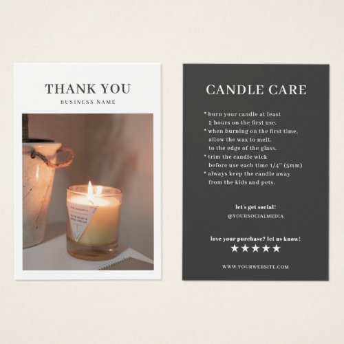 Candle Care Photo Thank You Card