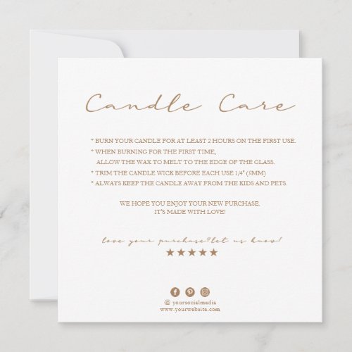 Candle Care Thank You Card