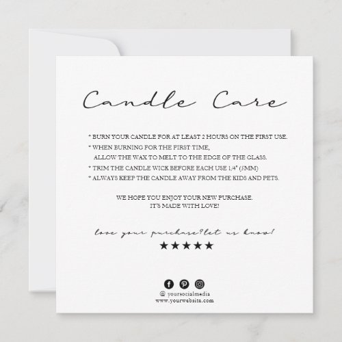 Candle Care Thank You Card