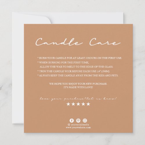 Candle Care Thank You Card