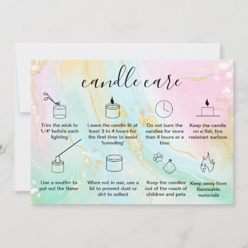 Candle Care Thank You Card Add Logo Unicorn