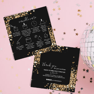 Candle Care Thank You Card Add Your Logo Gold