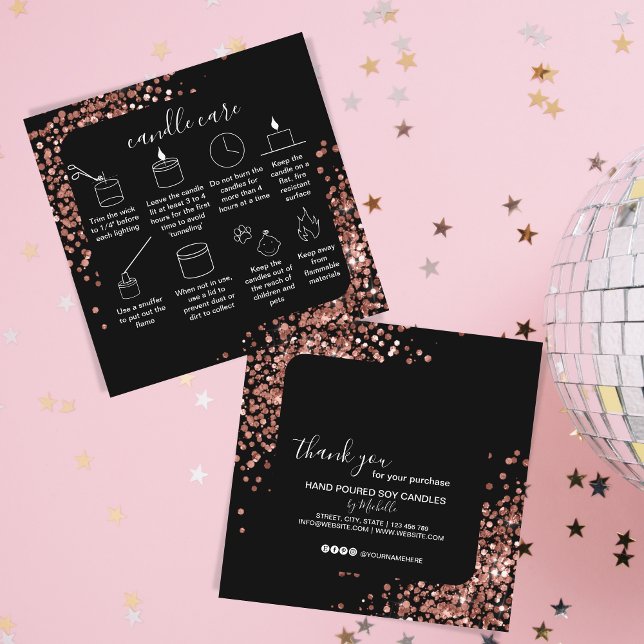 Candle Care Thank You Card Add Your Logo Rose Gold (Creator Uploaded)