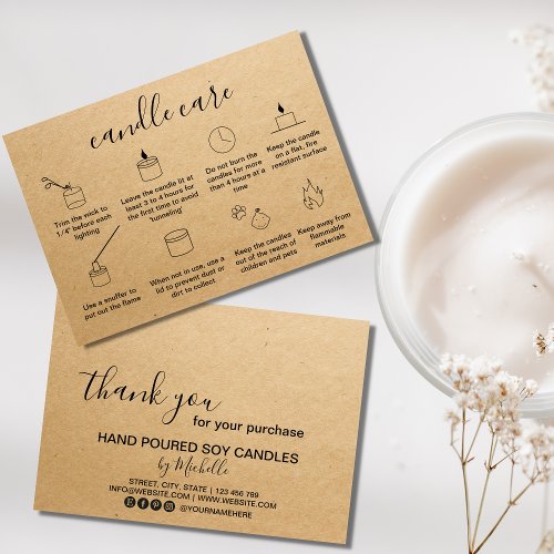 Candle Care Thank You Card Add Your Logo Simple