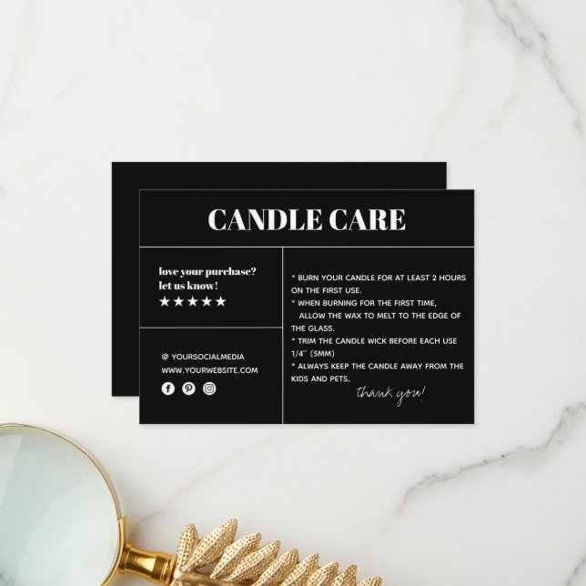 Candle Care Thank You Packaging Card (Front/Back In Situ)