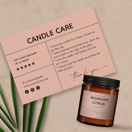 Candle Care Thank You Packaging Card