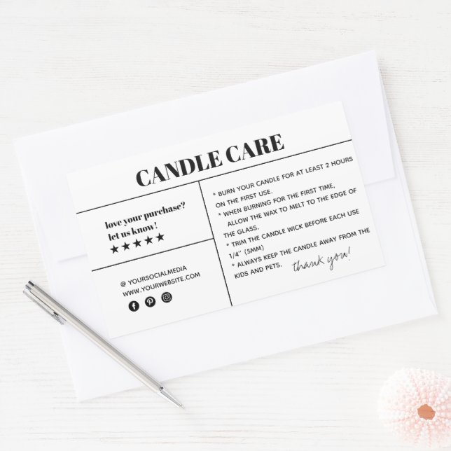 Candle Care Thank You Packaging Sticker (Envelope)