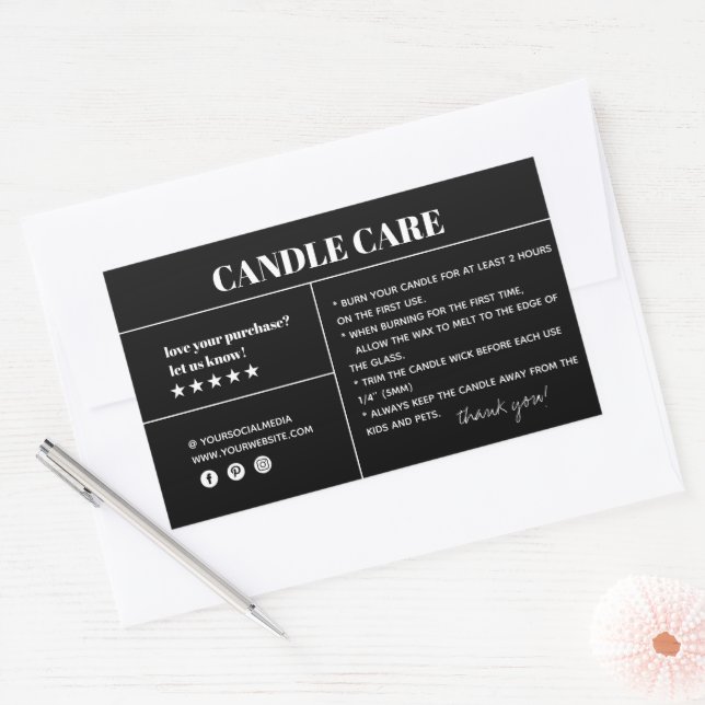 Candle Care Thank You Packaging Sticker (Envelope)