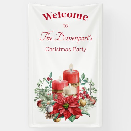 Candle Centerpiece with Poinsettia Flower Banner
