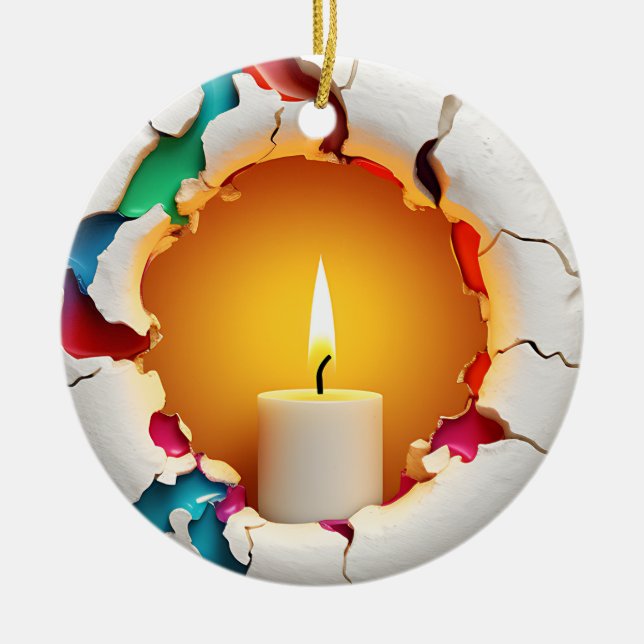 Candle Ceramic Ornament (Front)
