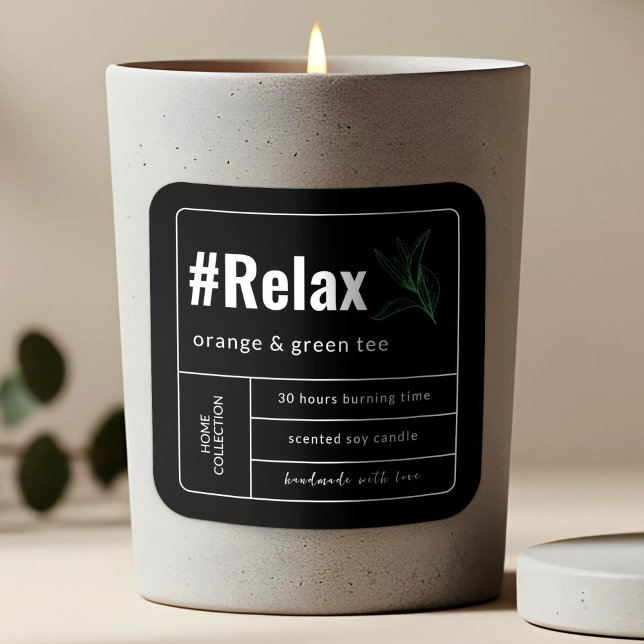 Candle Craft Black & White Minimalist Elegant  Square Sticker (Candle Craft Black & White Minimalist Elegant Square Sticker, Candle Sticker, Candle Label Design)