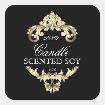 Candle Elegant Gold Black Product Label by WeddingShop88 at Zazzle