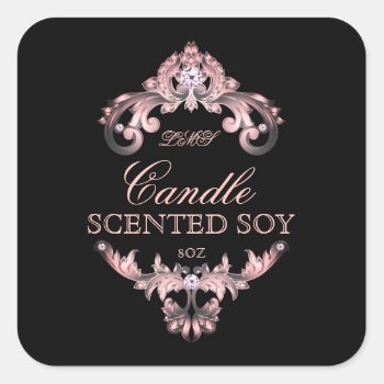 Candle Elegant Pink Black Product Label by WeddingShop88 at Zazzle