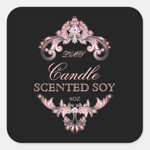Candle Elegant Pink Black Product Label