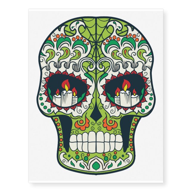 Candle Eyes Tattoo Mexican Sugar Skull (Front)
