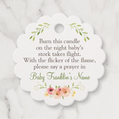 Candle Favor Woodland Baby Shower Favor Tags