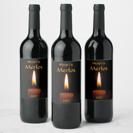 Candle Flame Brown and Black Wine Label
