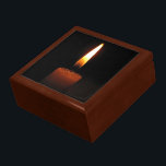 Candle Flame Gift Box<br><div class="desc">Light up your life with this elegant gift box.  It features simple still life photography of a brown candle with a lovely flame in shades of white,  yellow,  gold and orange.  It is set on a pure black background.</div>