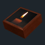 Candle Flame Gift Box<br><div class="desc">Light up your life with this elegant gift box.  It features simple still life photography of a brown candle with a lovely flame in shades of white,  yellow,  gold and orange.  It is set on a pure black background.</div>