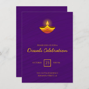 Candle Flame on Purple Background Invitation