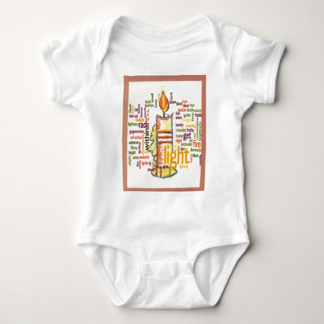 Candle Flame Word Cloud Art Print Baby Bodysuit (Front)