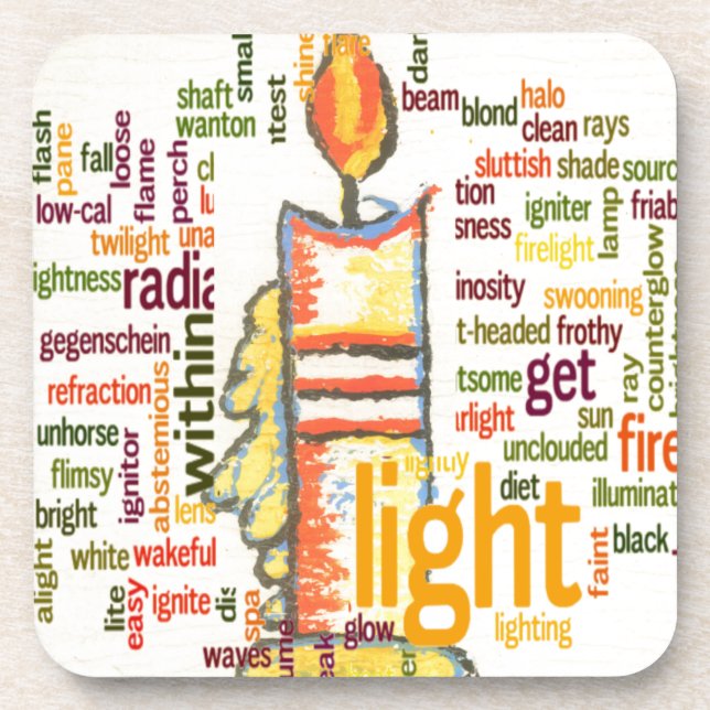 Candle Flame Word Cloud Art Print Beverage Coaster (Front)