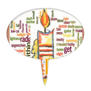 Candle Flame Word Cloud Art Print Cake Topper