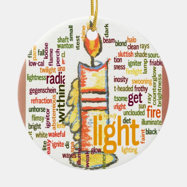 Candle Flame Word Cloud Art Print Ceramic Ornament (Front)
