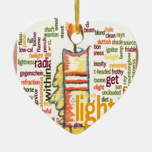 Candle Flame Word Cloud Art Print Ceramic Ornament