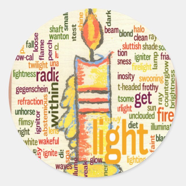 Candle Flame Word Cloud Art Print Classic Round Sticker (Front)