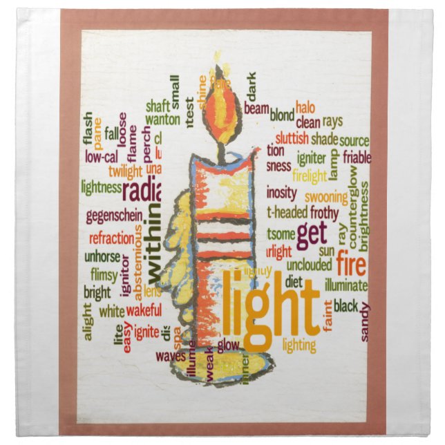 Candle Flame Word Cloud Art Print Cloth Napkin (Front)