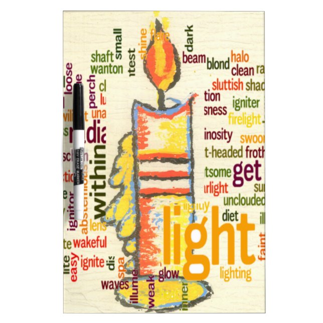 Candle Flame Word Cloud Art Print Dry Erase Board (Front)