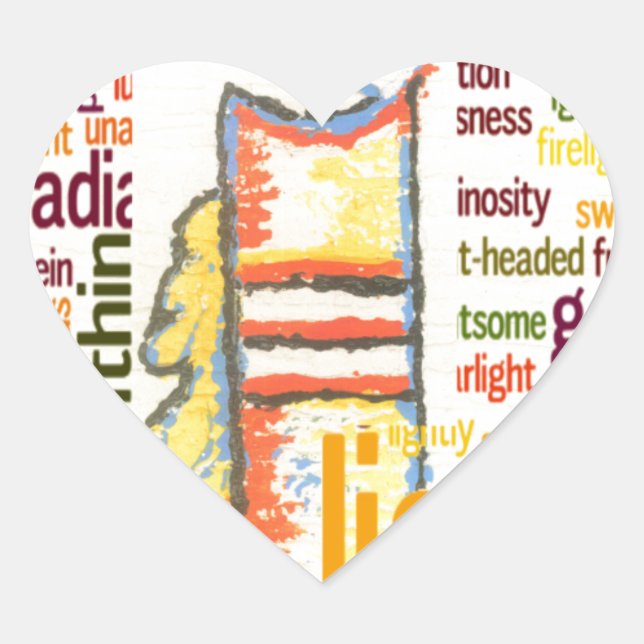 Candle Flame Word Cloud Art Print Heart Sticker (Front)