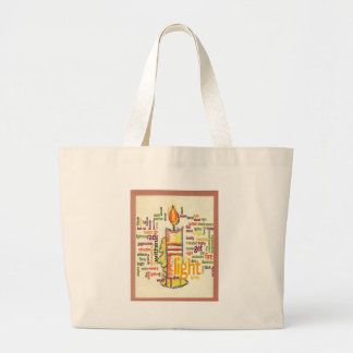 Candle Flame Word Cloud Art Print Large Tote Bag
