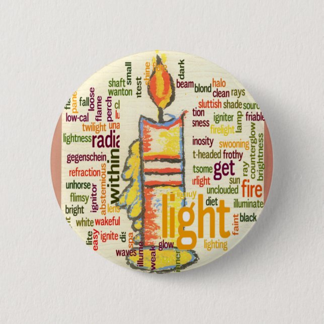 Candle Flame Word Cloud Art Print Pinback Button (Front)