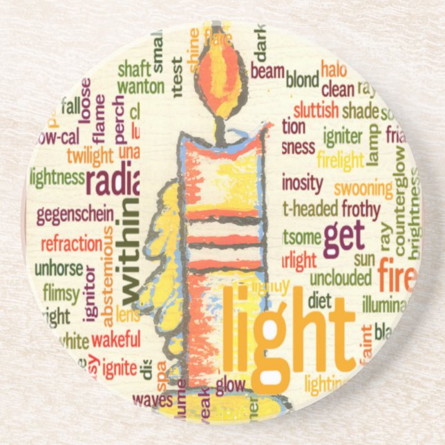 Candle Flame Word Cloud Art Print Sandstone Coaster (Front)