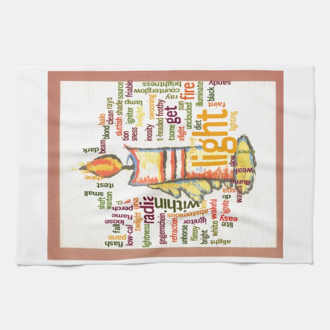 Candle Flame Word Cloud Art Print Towel (Horizontal)