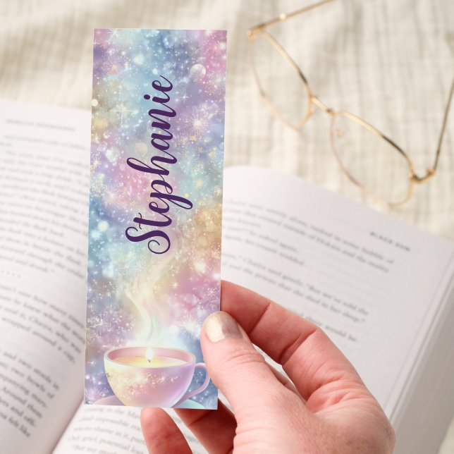 Candle In A Tea Cup Pastel Sparkle Bookmarks (Hand)